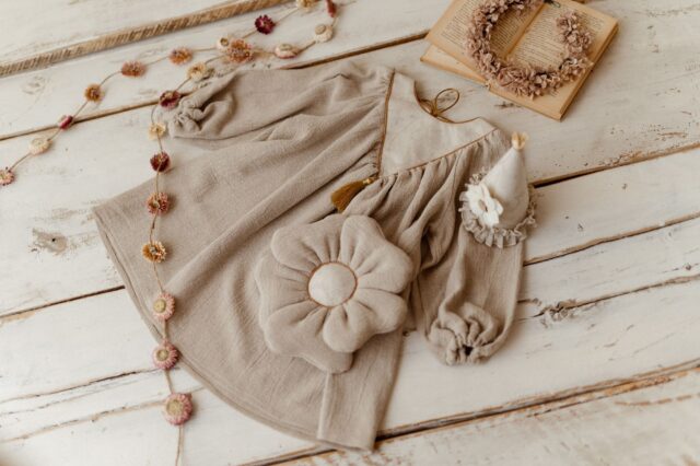 Torebka lniana dla dziewczynki kwiatuszek krepa