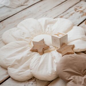 Bawełniana mata kwiat 5 dla dzieci do zabawy dekoracja pokoju ecru