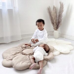 Bawełniana mata kwiat 5 dla dzieci do zabawy dekoracja pokoju ecru