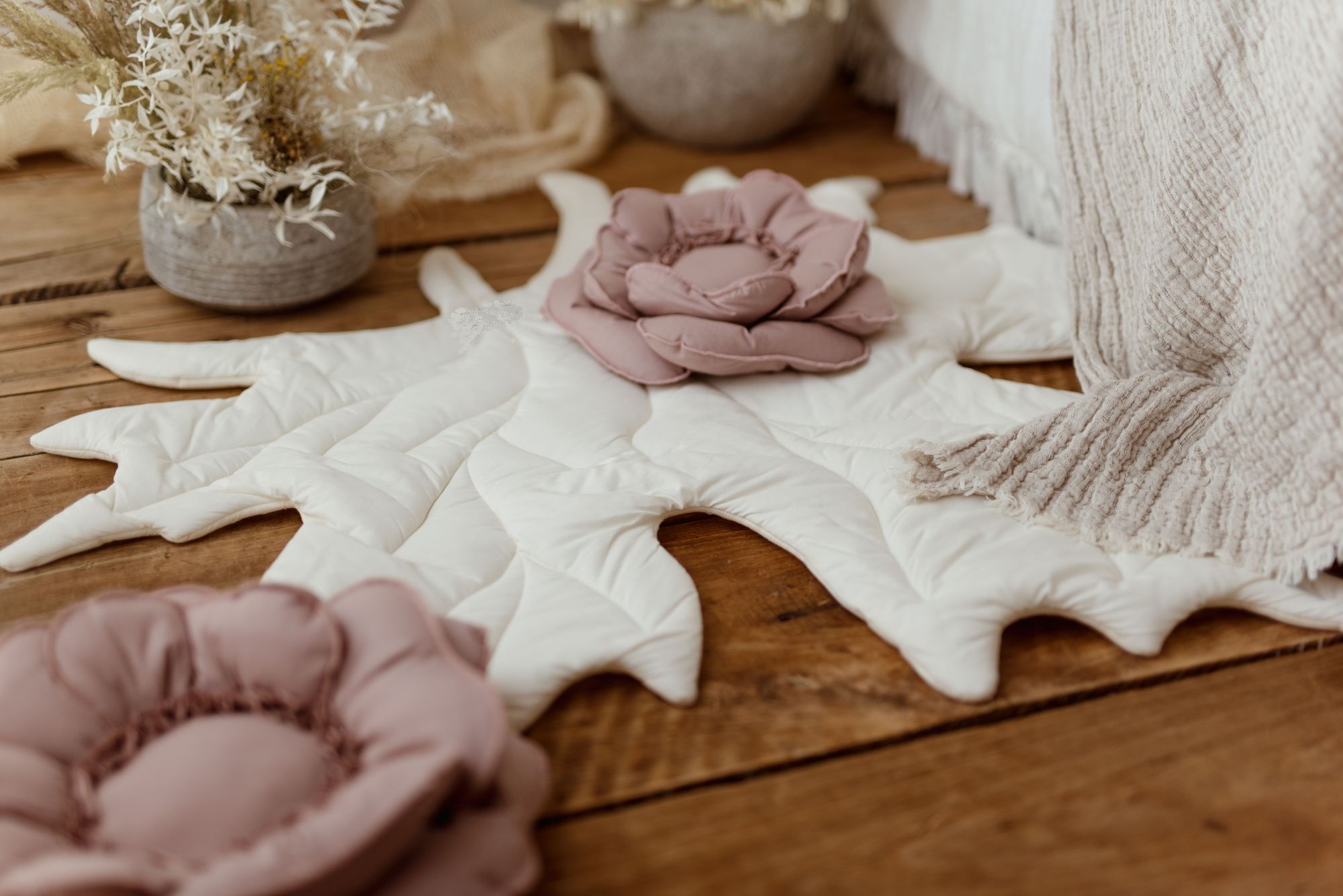 Bawełniana mata do zabawy liść klon dla dzieci milk