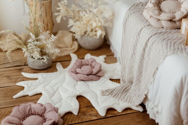 Bawełniana mata do zabawy liść klon dla dzieci milk