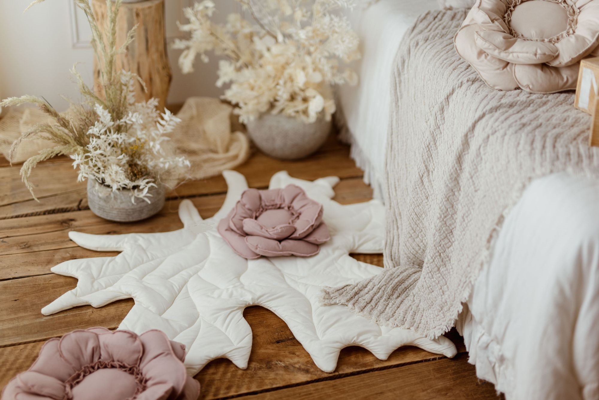 Bawełniana mata do zabawy liść klon dla dzieci milk