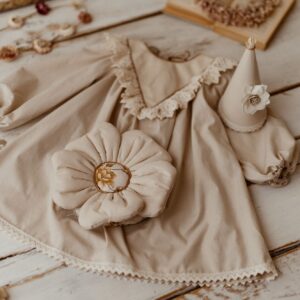 Bawełniana sukienka z koronką retro Marysia natural koronka 5-10 lat