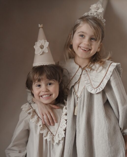 Bawełniana sukienka z koronką retro Marysia natural koronka 5-10 lat