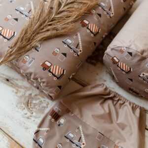 Bawełniany kocyk 3w1 zestaw auta beż junior