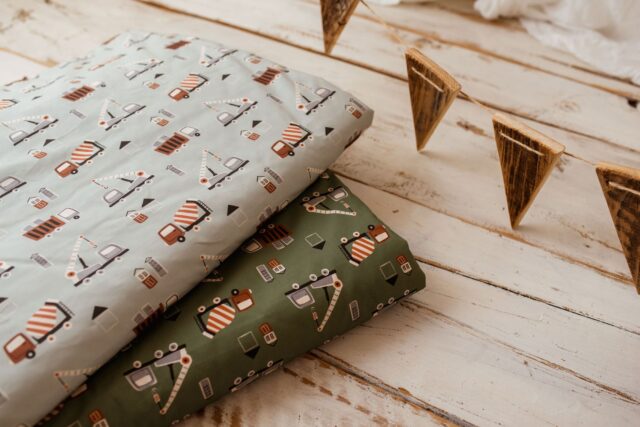 Bawełniany kocyk auta 3w1 zestaw szałwia junior