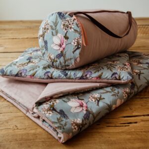 Bawełniany kocyk pościel premium 3w1 zestaw kwiaty w ogrodzie