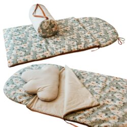 Bawełniany śpiworek pościel do żłobka zestaw 3w1 kwiaty białe magnolie