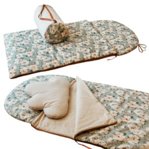 Bawełniany śpiworek pościel do żłobka zestaw 3w1 kwiaty białe magnolie