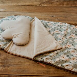 Bawełniany śpiworek pościel do żłobka zestaw 3w1 kwiaty białe magnolie