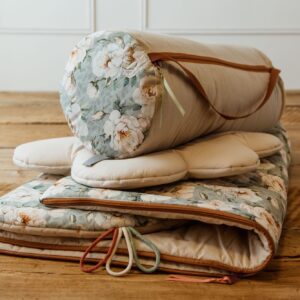 Bawełniany śpiworek pościel do żłobka zestaw 3w1 kwiaty białe magnolie