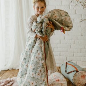 Bawełniany śpiworek pościel do żłobka zestaw 3w1 kwiaty białe magnolie