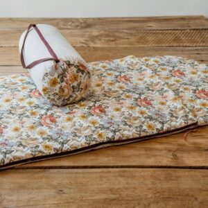 Bawełniany śpiworek pościel do żłobka zestaw 3w1 kwiaty retro natural