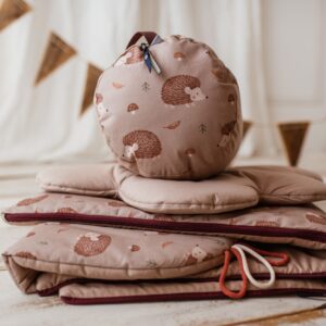Bawełniany śpiworek pościel do żłobka zestaw premium 3w1 jeżyki coffe