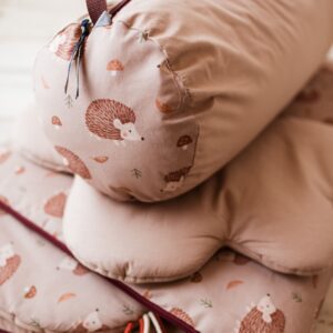 Bawełniany śpiworek pościel do żłobka zestaw premium 3w1 jeżyki coffe