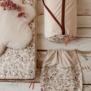 Bawełniany śpiworek pościel do żłobka zestaw premium 3w1 wróbelki natural