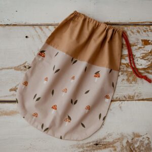 Bawełniany woreczek do przedszkola na rzeczy zamienne i buciki grzybki