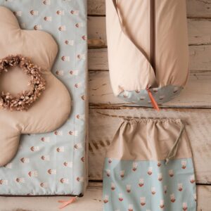 Bawełniany śpiworek pościel do żłobka zestaw 3w1 kwiatuszki tulipanki