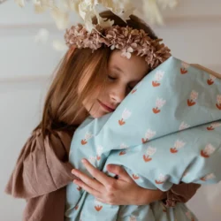 Bawełniany śpiworek pościel do żłobka zestaw 3w1 kwiatuszki tulipanki