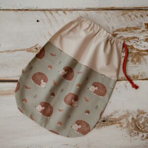 Bawełniany worek na buciki do przedszkola jeżyki zielone