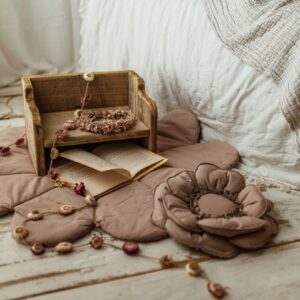 Beżowa mata kwiat boho dekoracja pokoju dla dzieci