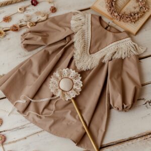 Beżowa sukienka boho bawełniana damska Marysia