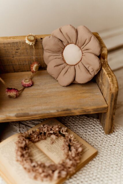 Beżowa torebka dla dziewczynki bawełniana kwiatuszek boho