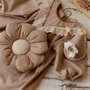 Beżowa torebka dla dziewczynki bawełniana kwiatuszek boho