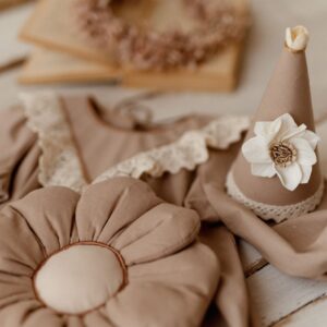 Beżowa torebka dla dziewczynki bawełniana kwiatuszek boho