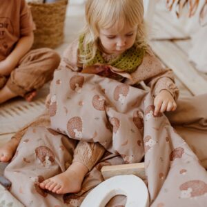 Beżowy kocyk bawełniany dla dzieci 3w1 jeżyki coffe junior