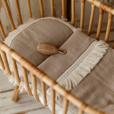 Beżowy śpiworek dla niemowląt 40×75 len 100%