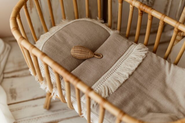 Beżowy śpiworek dla niemowląt 40×75 len 100%