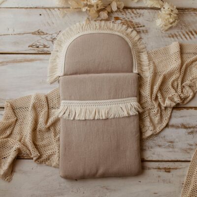 Beżowy śpiworek dla niemowląt 40×75 len 100%