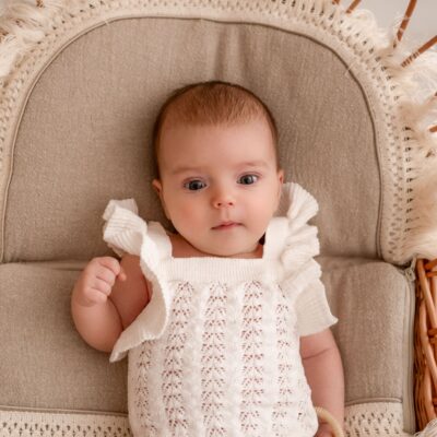 Beżowy śpiworek dla niemowląt 40×75 len 100%