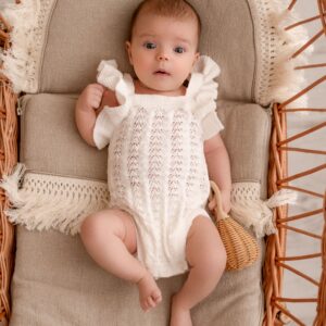 Beżowy śpiworek dla niemowląt 40×75 len 100%