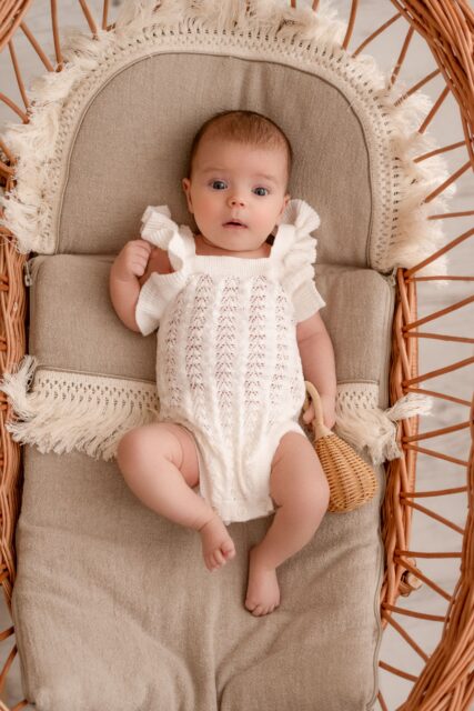 Beżowy śpiworek dla niemowląt 40×75 len 100%