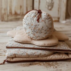 Beżowy śpiworek do przedszkola dla dziewczynki róże