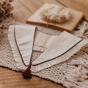 Biały kołnierzyk z falbanką damski lniany anielka milk