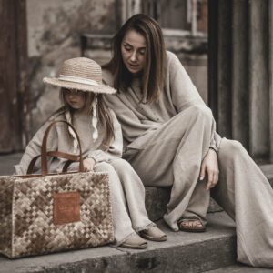 Bluza lniana damska oversize szara glina