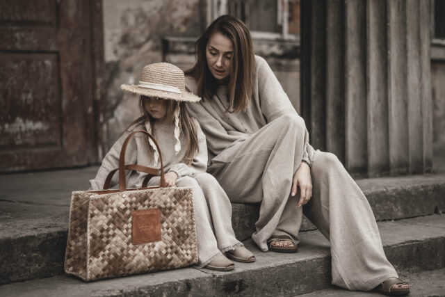 Bluza lniana damska oversize szara glina