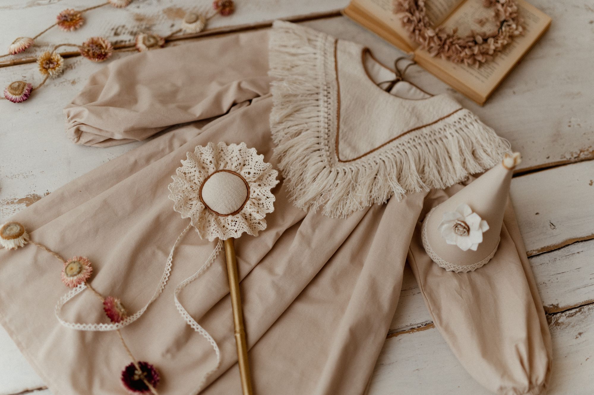 Boho sukienka bawełniana dla dziewczynki Marysia boho natural 5-10 lat