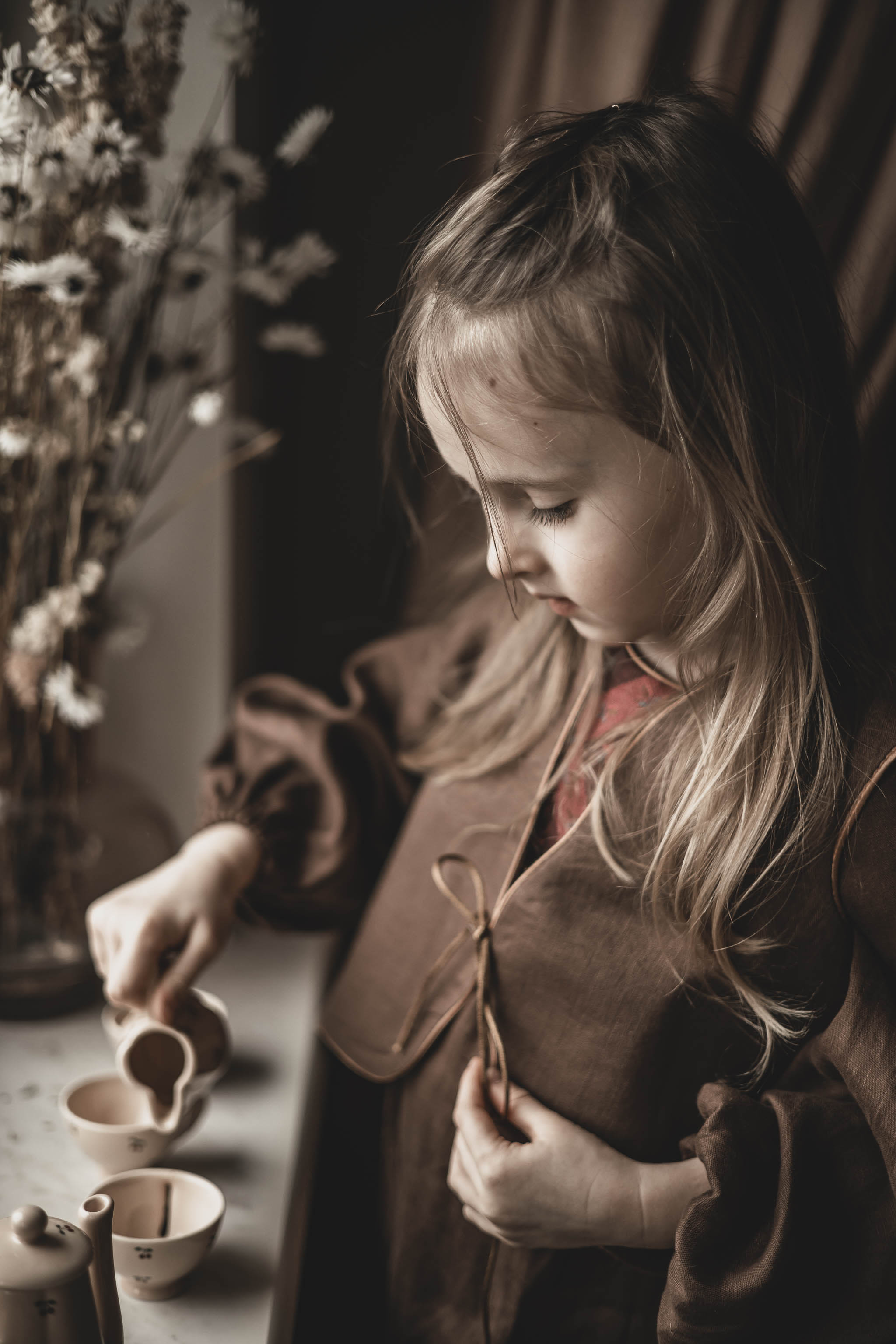 Kamizelka damska lniana brązowa lekka coco