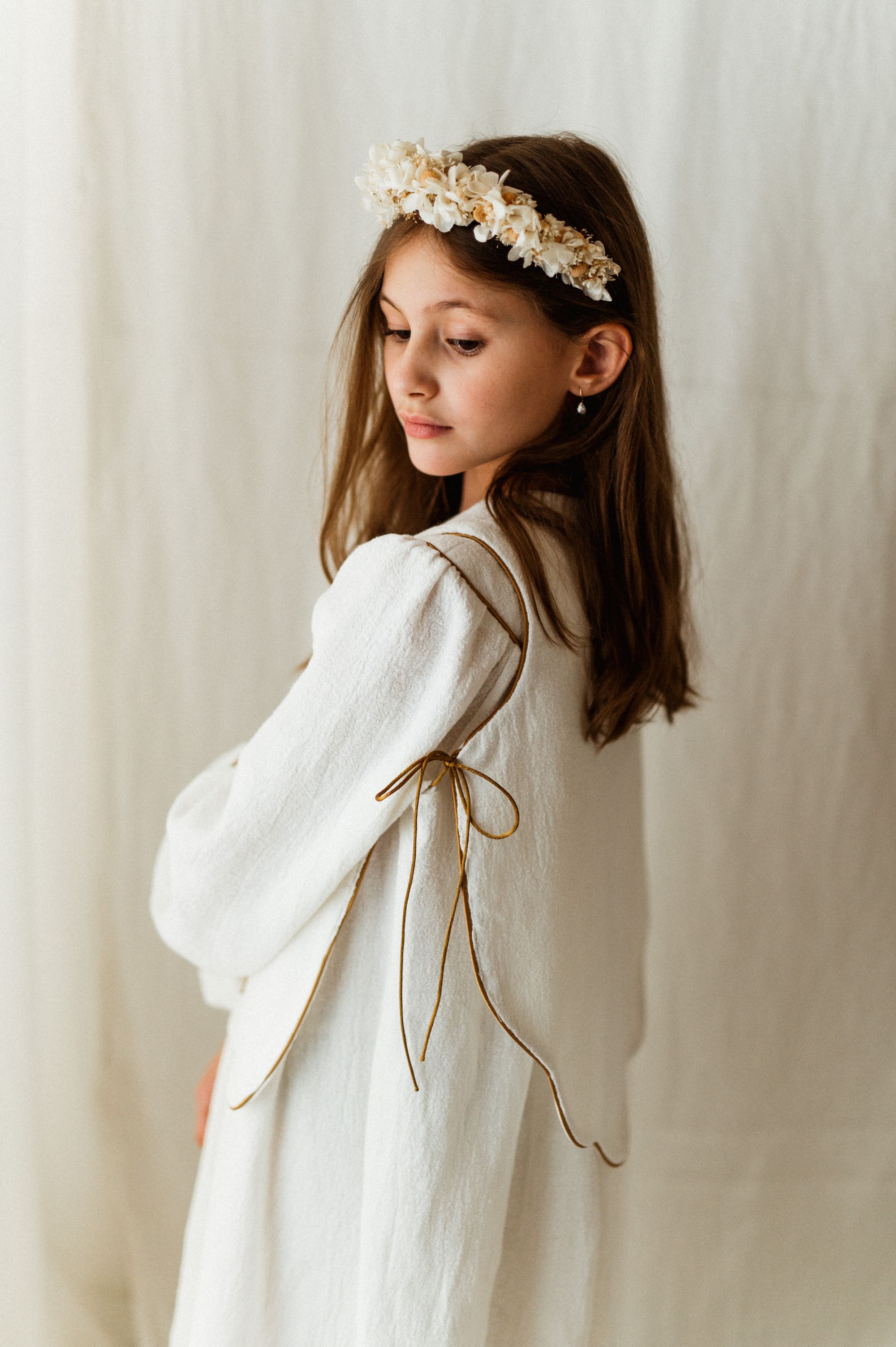 Kamizelka lniana damska white krepa 4-8 lat