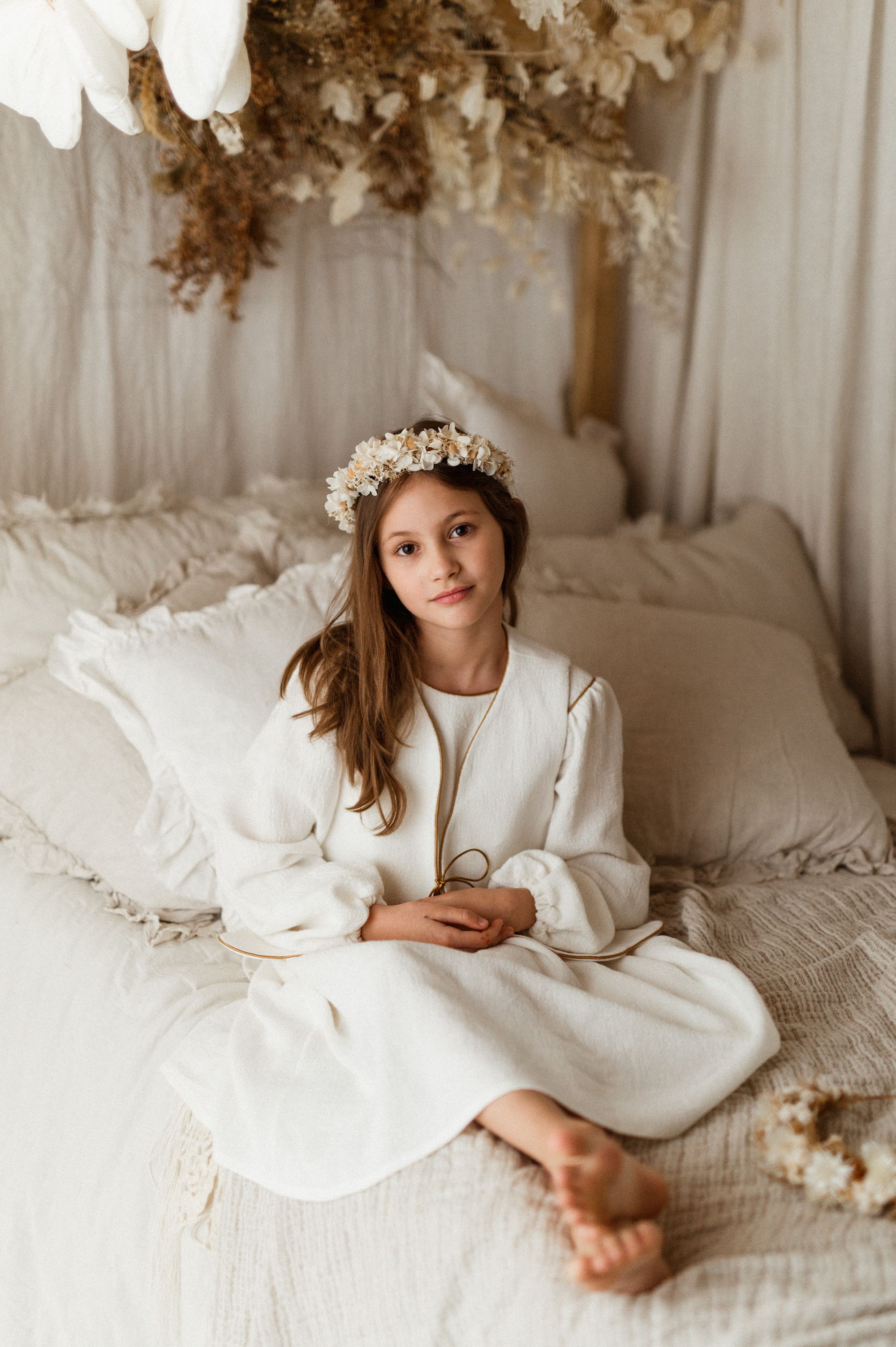 Kamizelka lniana damska white krepa 4-8 lat