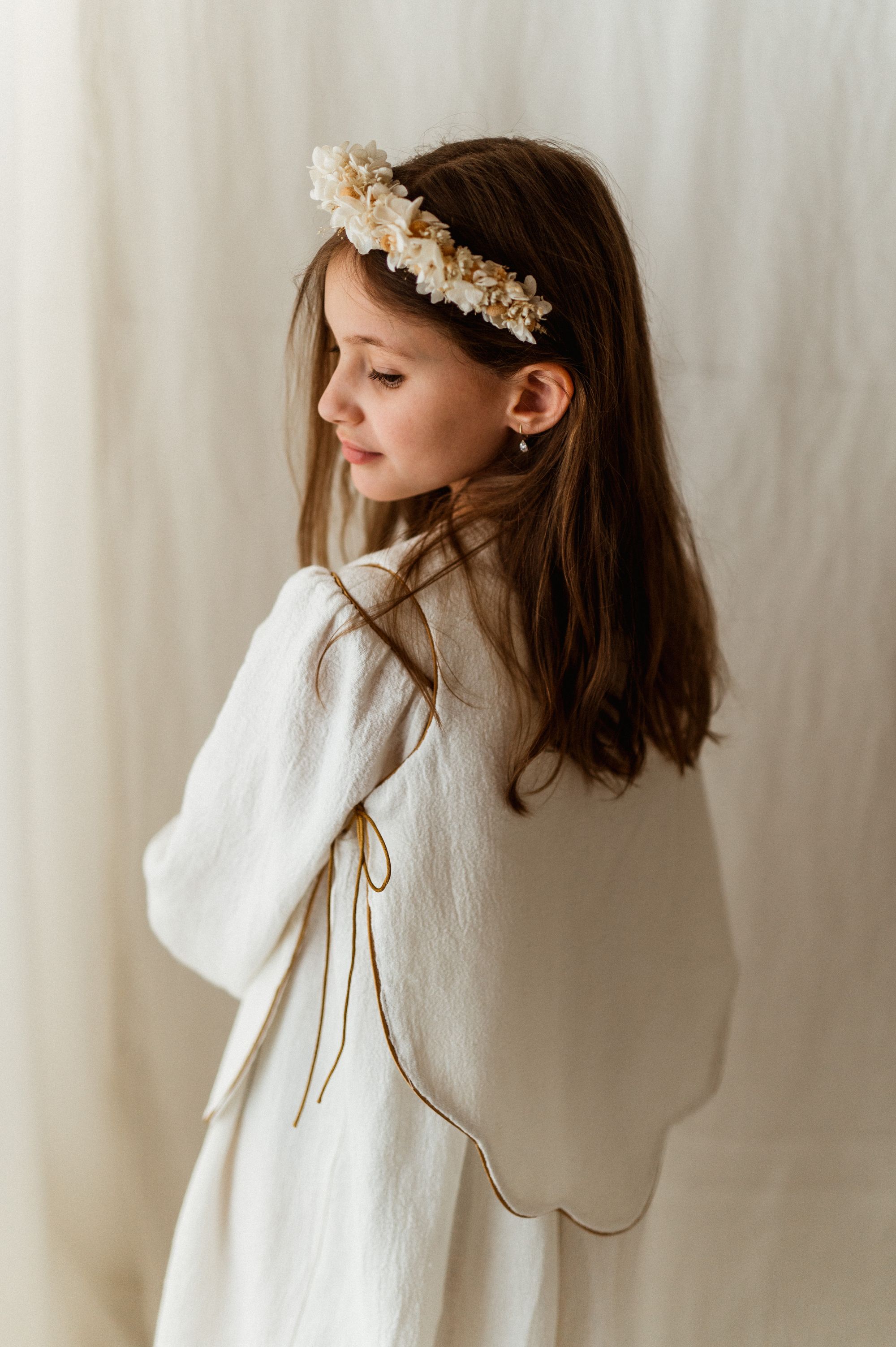 Kamizelka lniana damska white krepa 4-8 lat