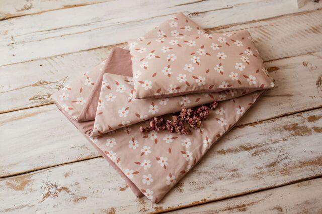 Kocyk bawełniany do przedszkola pościel premium zestaw 3w1 kwiatuszki retro