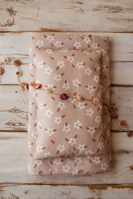 Kocyk bawełniany do przedszkola pościel premium zestaw 3w1 kwiatuszki retro