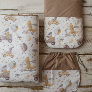 Kocyk bawełniany 80×220 cm retro wyścig