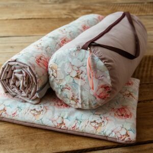 Kocyk bawełniany premium 3w1 kwiaty różowe magnolie junior