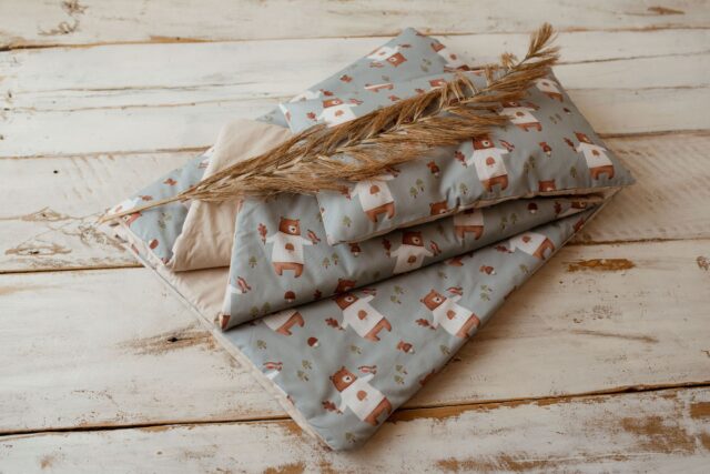 Kocyk bawełniany dla dzieci 3w1 niebieskie misie natural junior